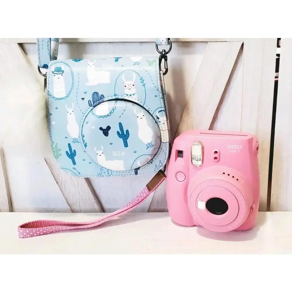 Fujifilm Instax Mini 9 Instant Film Pink Camera White Blue Llama Carrying Case